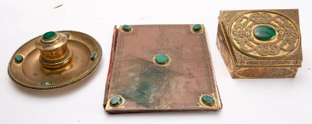 A Victorian brass and malachite mounted