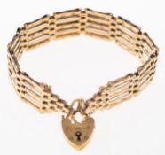 A 9ct five bar gatelink bracelet.