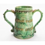 A Castle Hedingham pottery loving cup, o