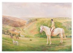 L. Brooksby (British, Contemporary) On Exmoor, hunting Oil on canvas 49.
