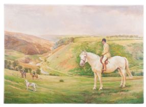 L. Brooksby (British, Contemporary) On Exmoor, hunting Oil on canvas 49.