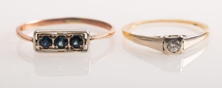 A gold ring set with small diamond, size