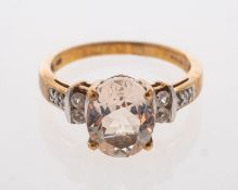 A pale peach coloured morganite ring w