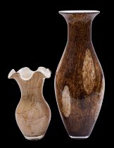 Two cased glass vases, one of slender ov