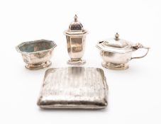A silver part condiment set and a silver