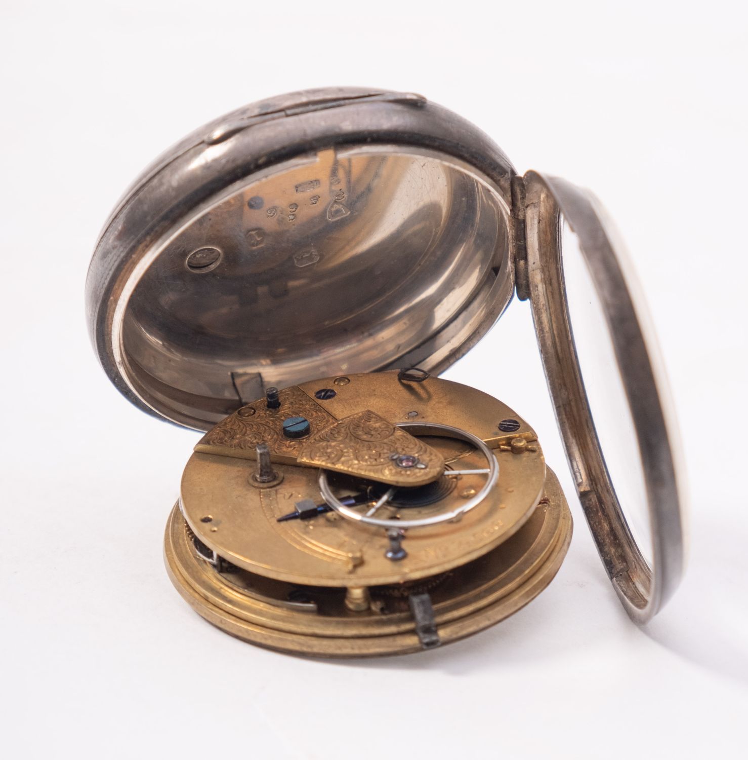A pair cased pocket watch,: the dial wit - Image 2 of 2