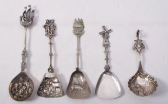 A collection of five Dutch silver and si
