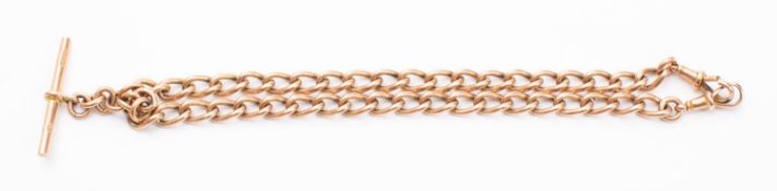 A Victorian gold curb link Albert chain,