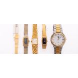 Four quartz watches including Seiko Quartz number 953426, diameter 36mm in box,