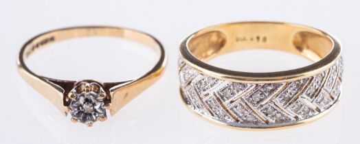 Two diamond set rings,