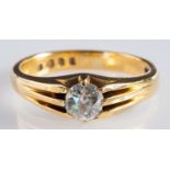 An 18ct yellow gold single stone ring, set with an old round brilliant-cut diamond, diamond approx.