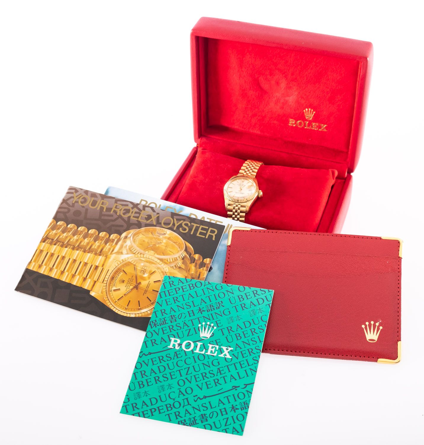 Rolex Datejust an 18ct gold lady's wristwatch the dial with raised baton numerals, baton hands,