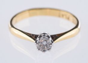 A single stone solitaire ring set with a brilliant-cut diamond, diamond approx. 0.