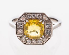 An octagonal plaque ring,