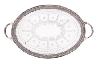 An Edward VII silver oval tray possibly by White, Sons & Co, Sheffield 1880,