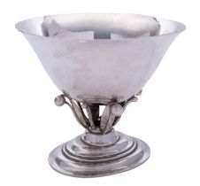 A Danish silver Louvre pattern pedestal bowl by Georg Jensen, marked 925.
