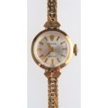 Rolex a lady's 9ct gold wristwatch the dial having baton numerals and hands,