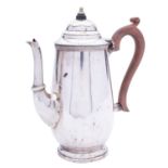 A George V silver coffee pot, maker's mark rubbed, Birmingham 1926, with a domed lid,