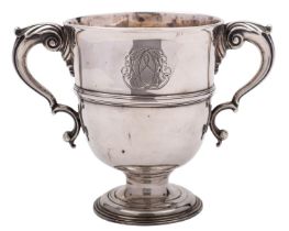An early 19th century Irish silver two handle cup, makers mark double struck and worn,