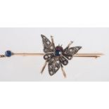 A Victorian insect brooch, depicting a butterfly set with rose-cut diamonds,