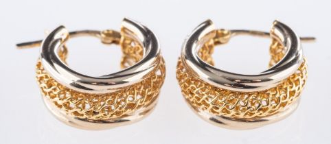 A pair of hoop earrings, with a polished and open link design, marked 750, Foreign mark, 4.3grams.