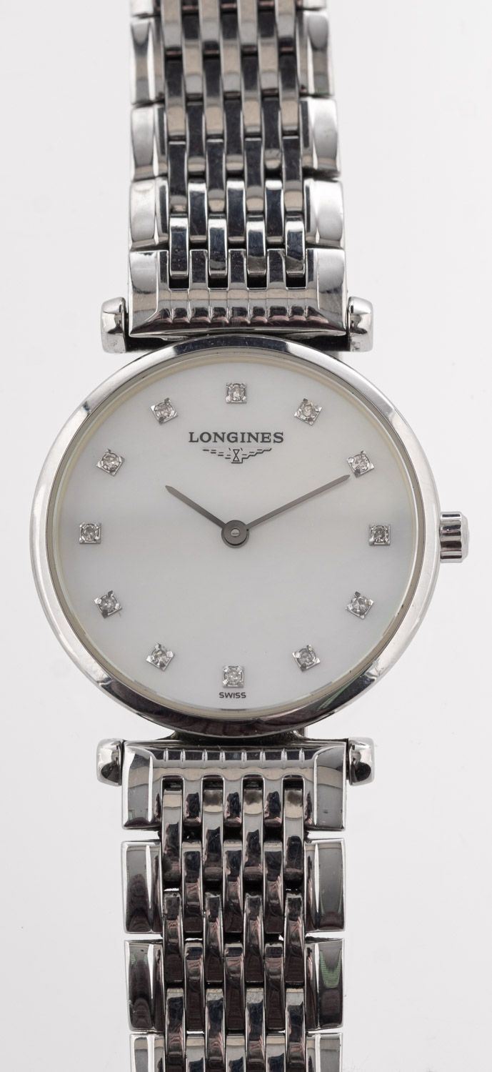 Longines La Grand Classique lady's stainless-steel wristwatch the round mother-of-pearl dial set