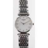 Longines La Grand Classique lady's stainless-steel wristwatch the round mother-of-pearl dial set