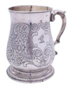 A George II silver mug by Richard Gurney & Thomas Cook, London 1751, of baluster form,