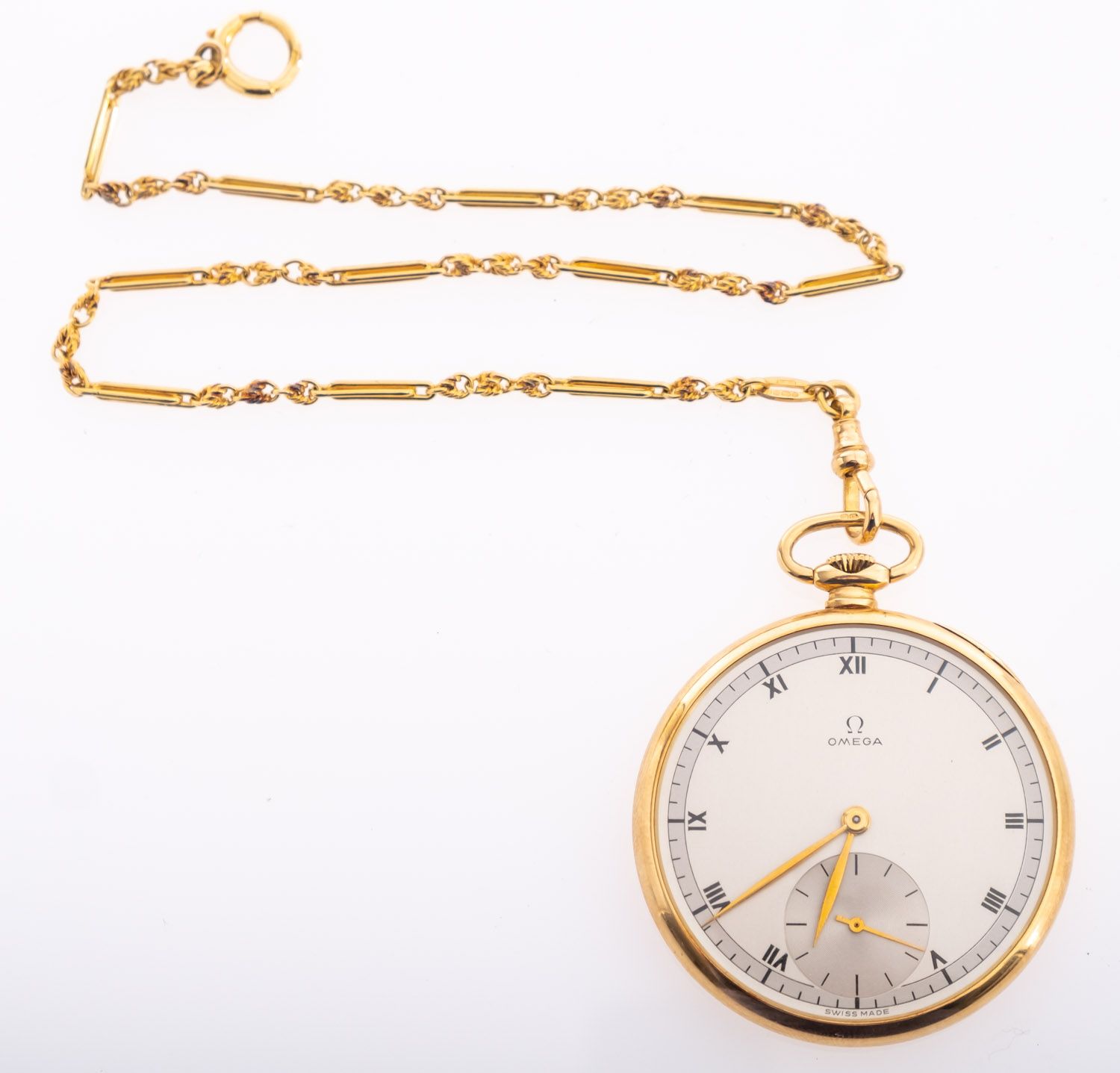 Omega an 18ct gold watch dress pocket watch the movement signed Omega Swiss Made and numbered