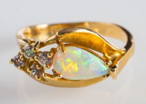 An opal & diamond ring,