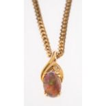 An opal and diamond pendant,