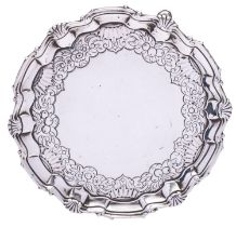 A George II or III Scottish silver salver possibly by David Warnock,