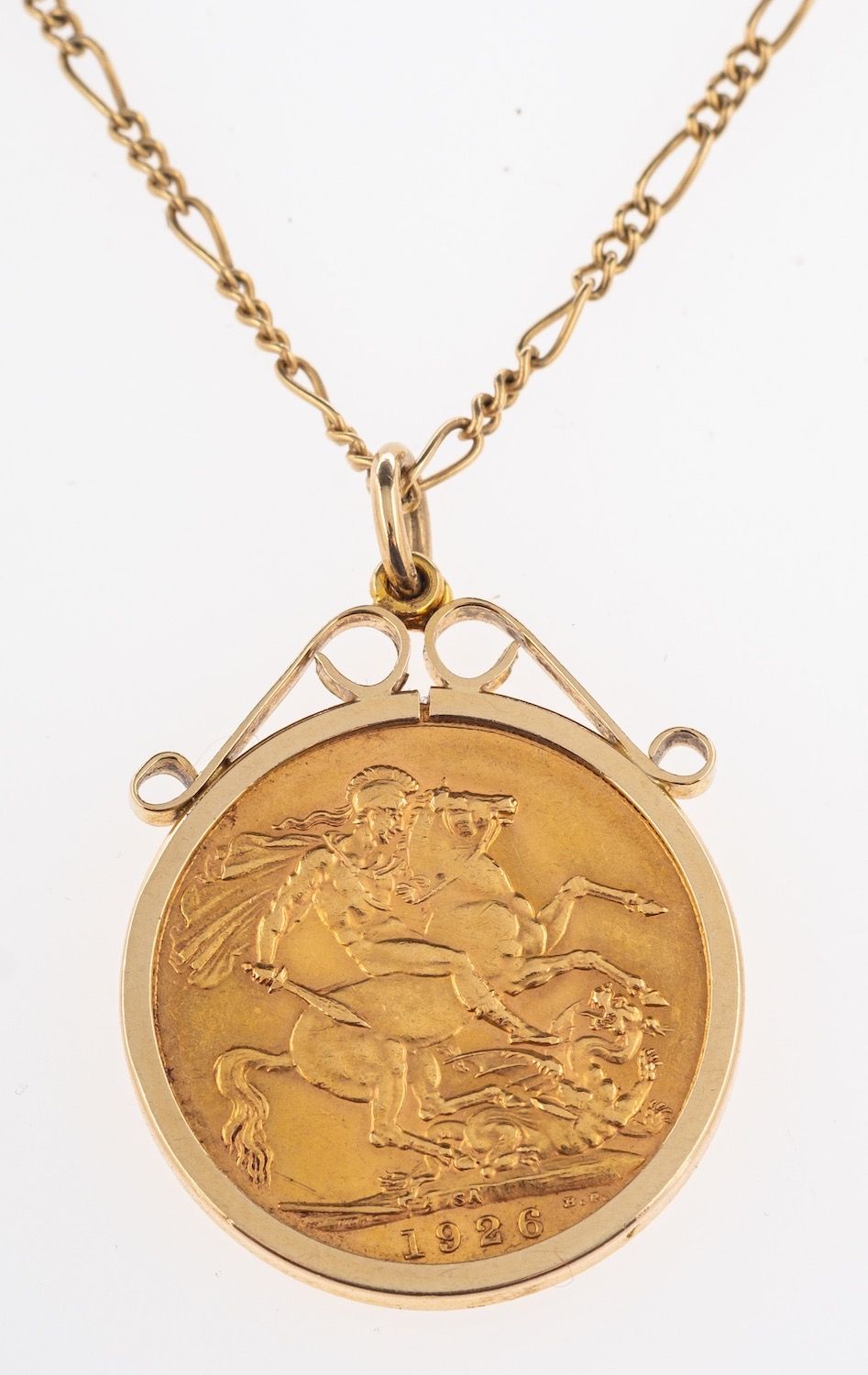 A full sovereign in pendant mount and chain, - Image 2 of 2