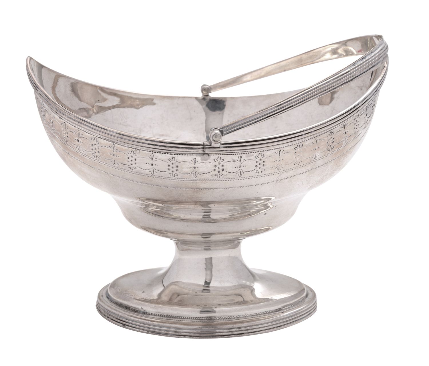 A George III silver swing-handled sugar basket by Peter and Ann Bateman, London 1793, - Image 2 of 2