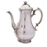 A Victorian silver coffee pot by Edward, John & William Barnard, London 1851,