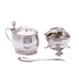 A George III silver mustard pot by Peter, Ann and William Bateman, London 1802, panelled oval form,