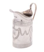 A George III silver cream jug by Solomon Hougham, London 1797, straight sided cylindrical form,
