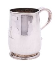 A George II West Country silver mug by Philip Elston, Exeter 1731, of straight sided form,