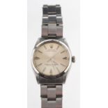 Rolex Oyster a gentleman's stainless steel wristwatch the dial with raised baton numerals,