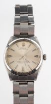 Rolex Oyster a gentleman's stainless steel wristwatch the dial with raised baton numerals,