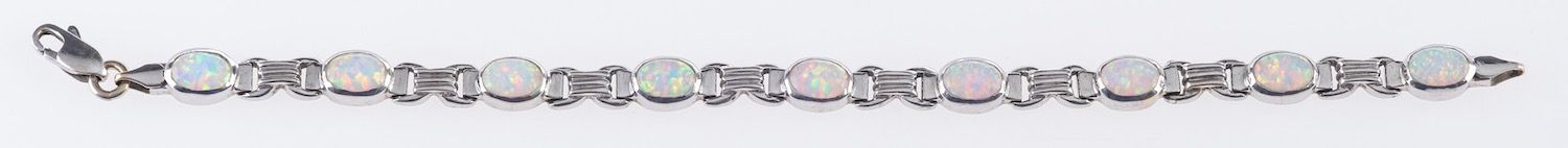 An opal bracelet and matching pendant, the bracelet is set with nine oval opal cabochons, - Image 2 of 2
