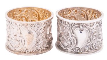 A cased pair of Victorian silver napkin rings by F. W.
