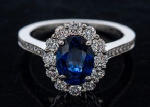 A fine quality Garrards sapphire and diamond ring,