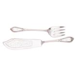 A Victorian silver cased silver fish slice and fork by John Aldwinckle & Thomas Slater, London 1884,