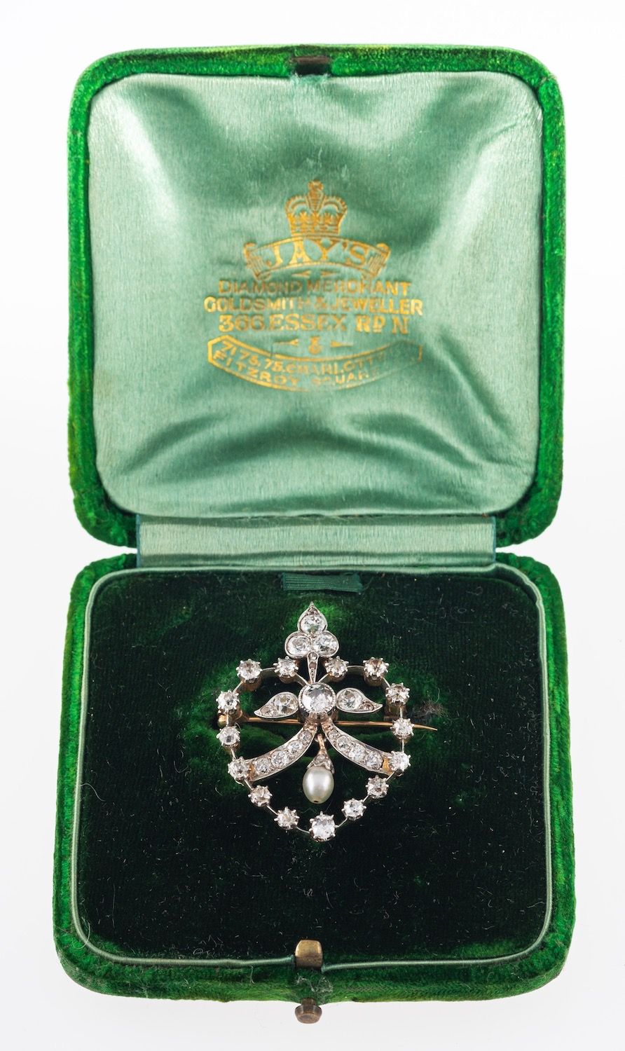 A Belle Epoque diamond & pearl brooch, - Image 3 of 3