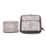 A Victorian silver combination vesta and cheroot holder case, makers mark poorly struck,