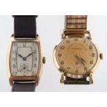 Two gold wristwatches P.