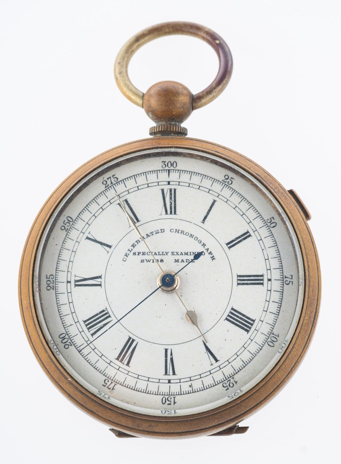 An open-faced pocket watch the dial signed Celebrated Chronometer, Specially Examined, Swiss Made,