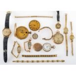 A collection of pocket and wristwatches to include a LeCoultre pocket watch,