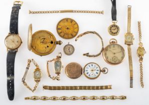 A collection of pocket and wristwatches to include a LeCoultre pocket watch,